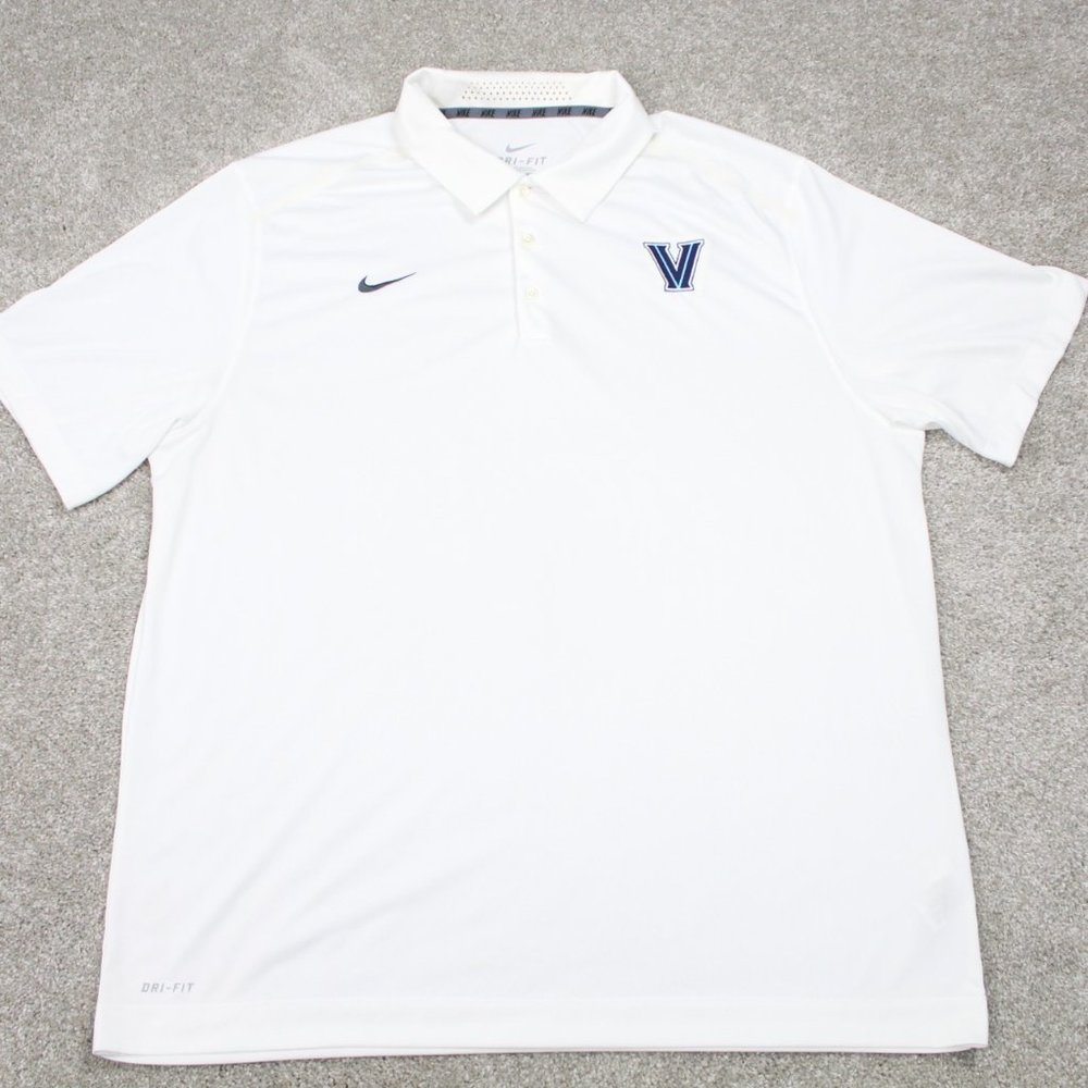 Nike Villanova Polo Shirt Mens 2XL White Villanova Dri-Fit Short Sleeve Pullover - Picture 1 of 10